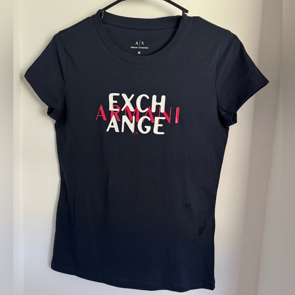 Armani Exchange Black Tee with White Logo size m